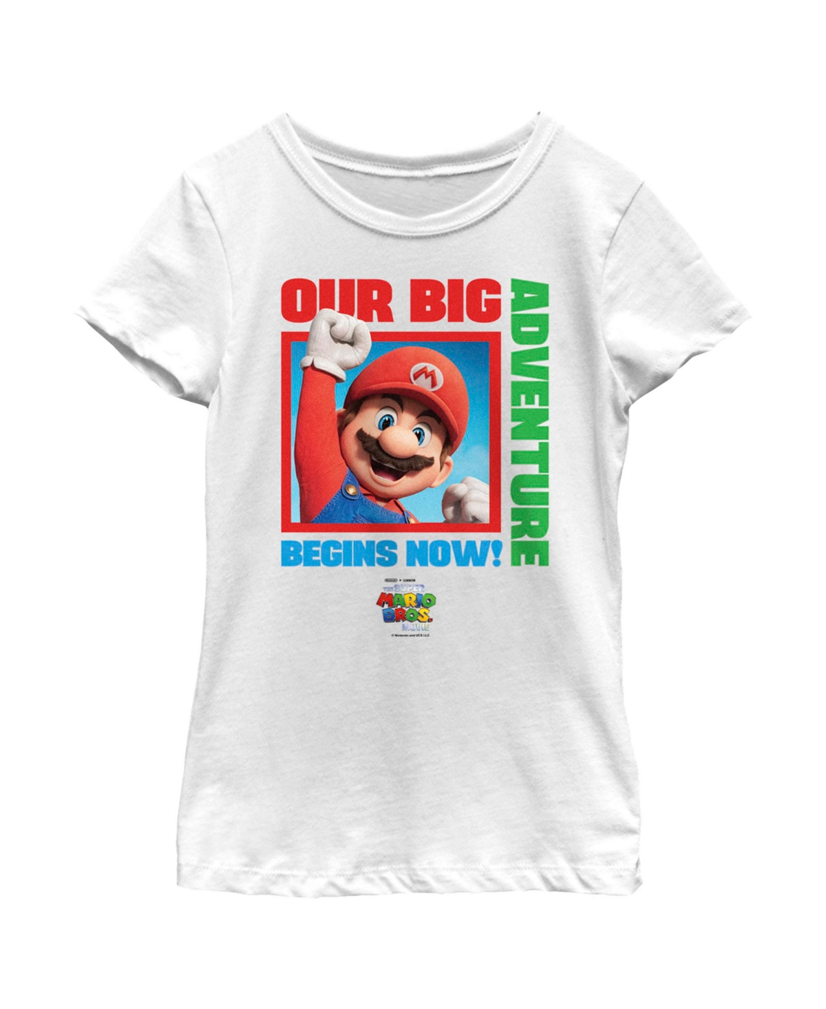 Nintendo Girl's The Super Mario Bros. Movie Mario Our Big Adventure Begins Now Child T-shirt In White