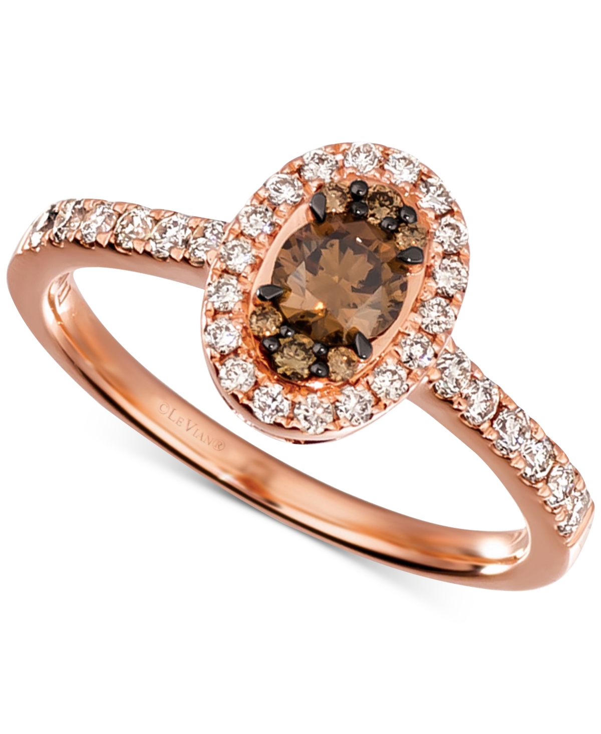 Le Vian Chocolate Diamond & Nude Diamond Halo Ring (5/8 Ct. T.w.) In 14k Rose Gold In K Strawberry Gold Ring