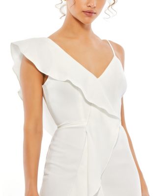 MAC DUGGAL スパンコール付ワンショルダードレープミニドレス Asymmetrical Ruffle Mini Cocktail Dress - Mac Duggal