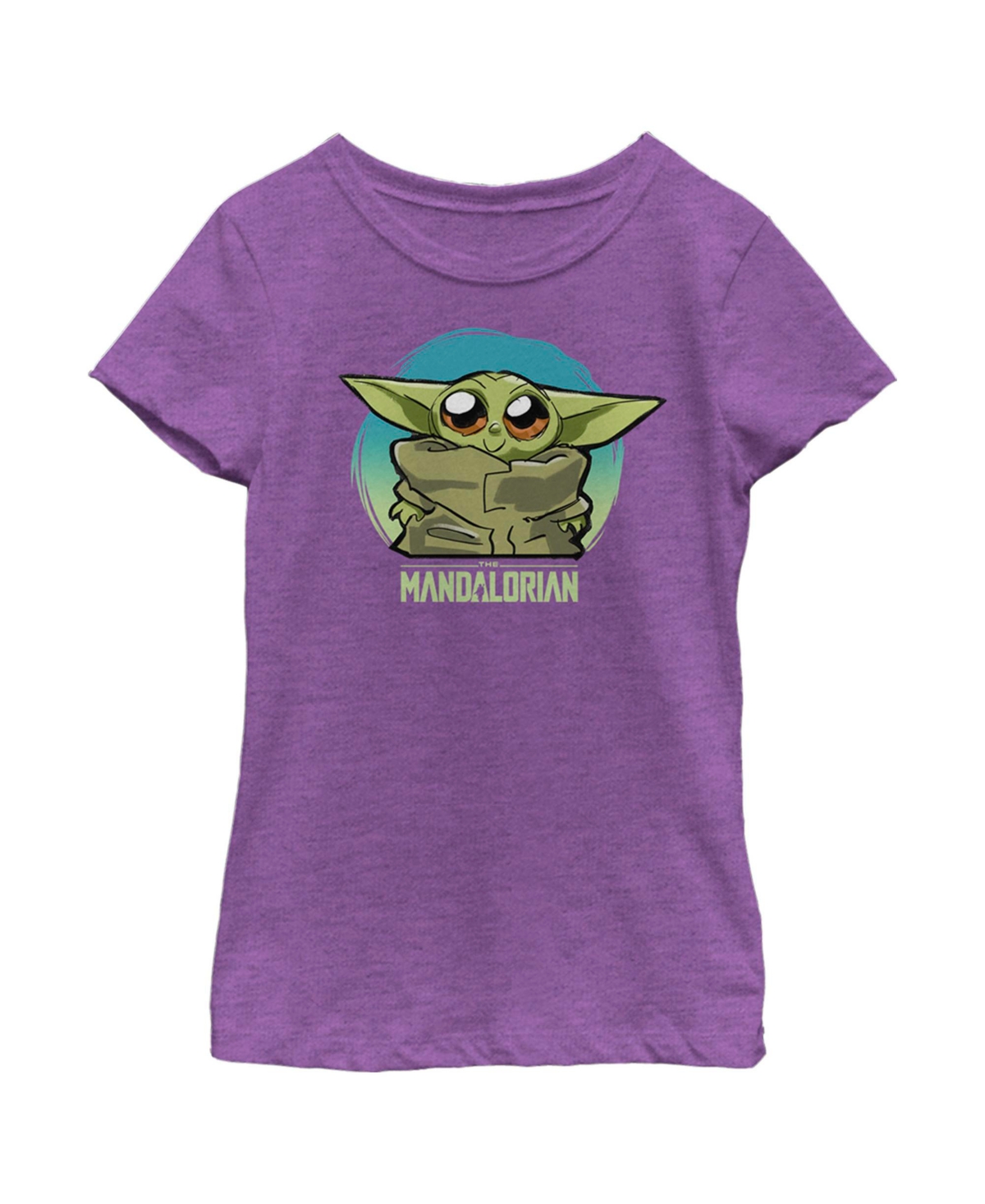 Disney Lucasfilm Girl's Star Wars: The Mandalorian The Child Blue Circle Big Eyes Child T-shirt In Purple Berry