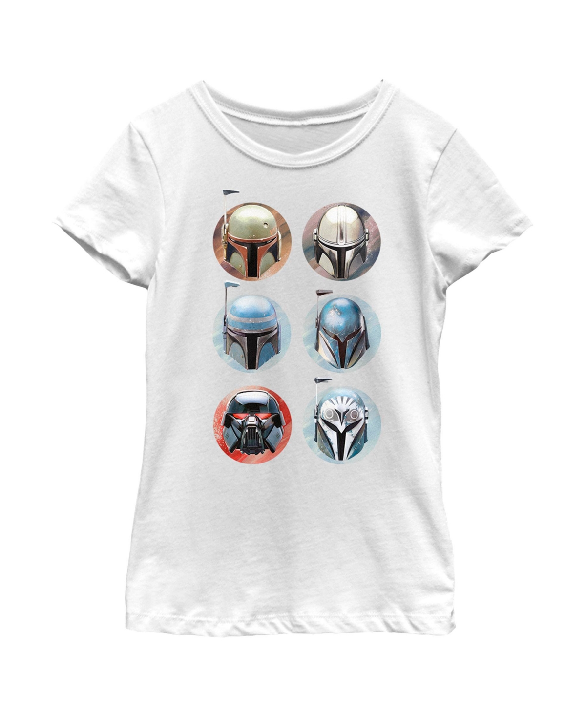 Disney Lucasfilm Girl's Star Wars: The Mandalorian Character Helmet Circles Child T-shirt In White