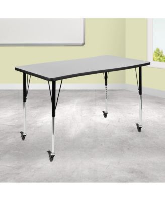 Mobile 28"Wx47.5"L Rectangle Wave Flexible Collaborative Adjustable Activity Table