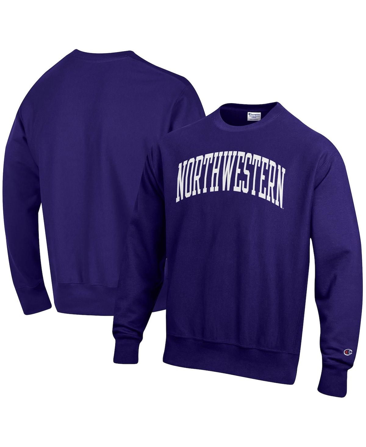 Shop Champion Men's  Purple Northwestern Wildcats Arch Reverse Weave Pullover Sweatshirt