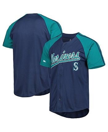 Stitches Men's Navy Seattle Mariners Button-Down Raglan Fashion