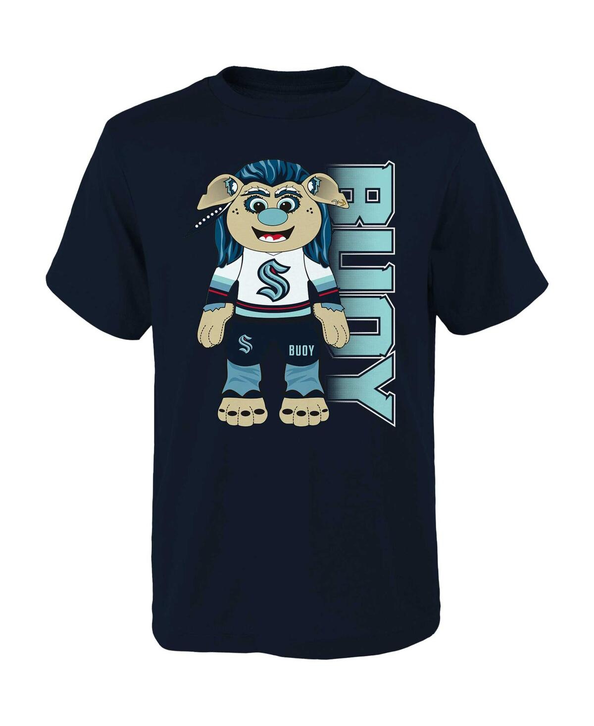 Shop Outerstuff Big Boys And Girls Deep Sea Blue Seattle Kraken Mascot Cheer T-shirt