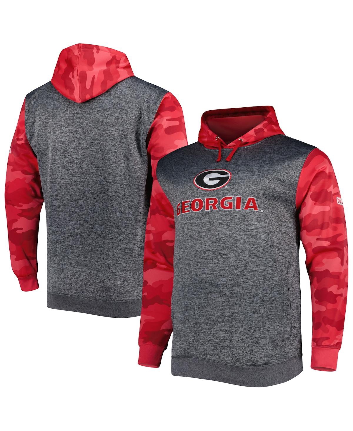Profile Men's Heather Charcoal Georgia Bulldogs Big And Tall Raglan Fleece Pullover Hoodie In Heather Charcoal