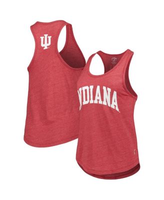 Women's Heather Crimson Indiana Hoosiers Two-Hit Intramural Tri-Blend Scoop Neck Racerback Tank Top