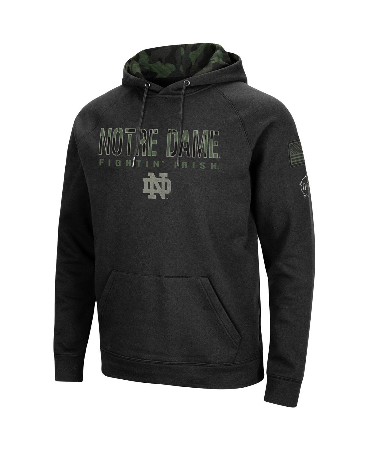 Colosseum Men's  Black Notre Dame Fighting Irish Oht Military-inspired Appreciation Camo Pullover Hoo In Black