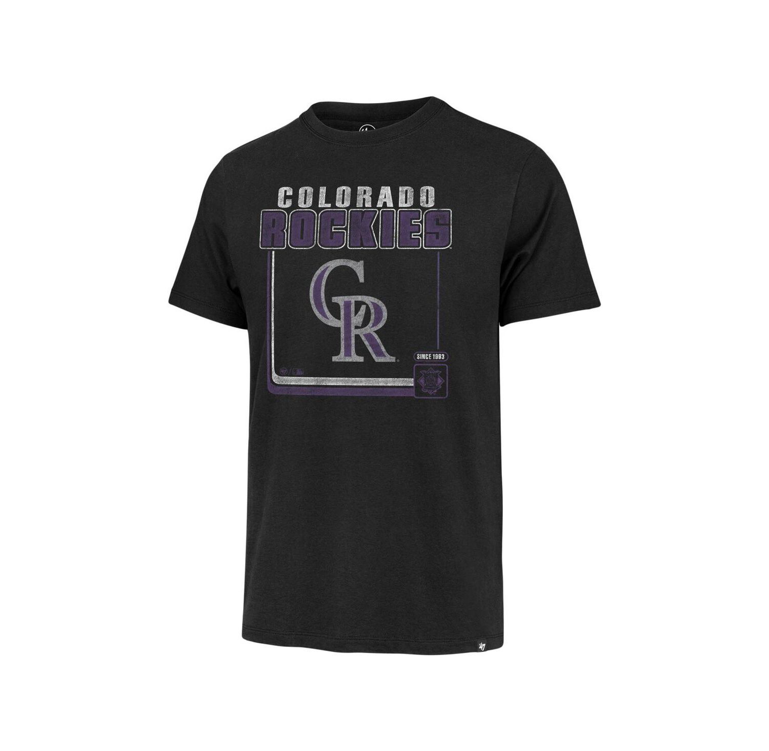 Men's Black Colorado Rockies Borderline Franklin T-shirt