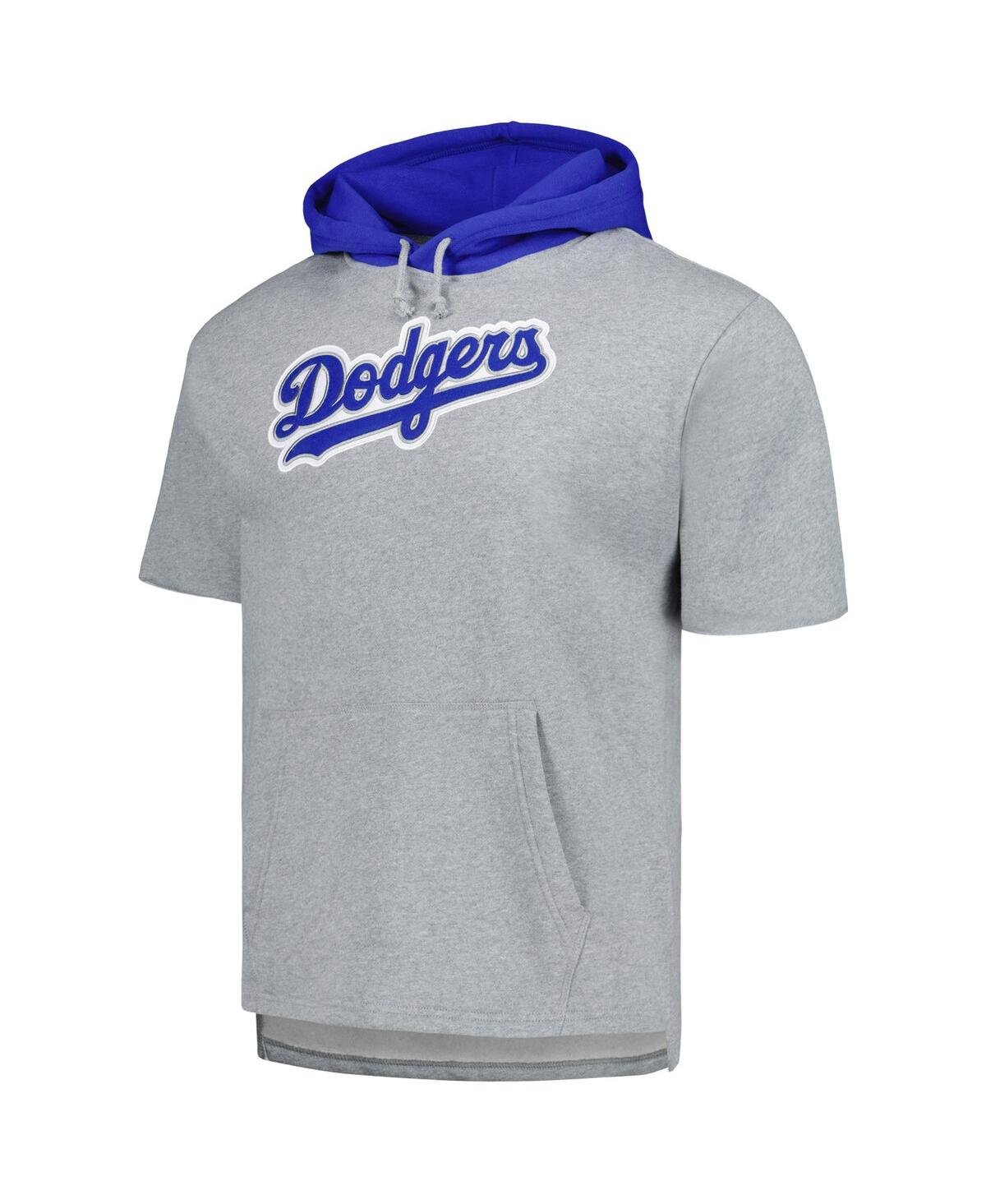Shop Mitchell & Ness Men's  Heather Gray Los Angeles Dodgers Postgame Short Sleeve Pullover Hoodie