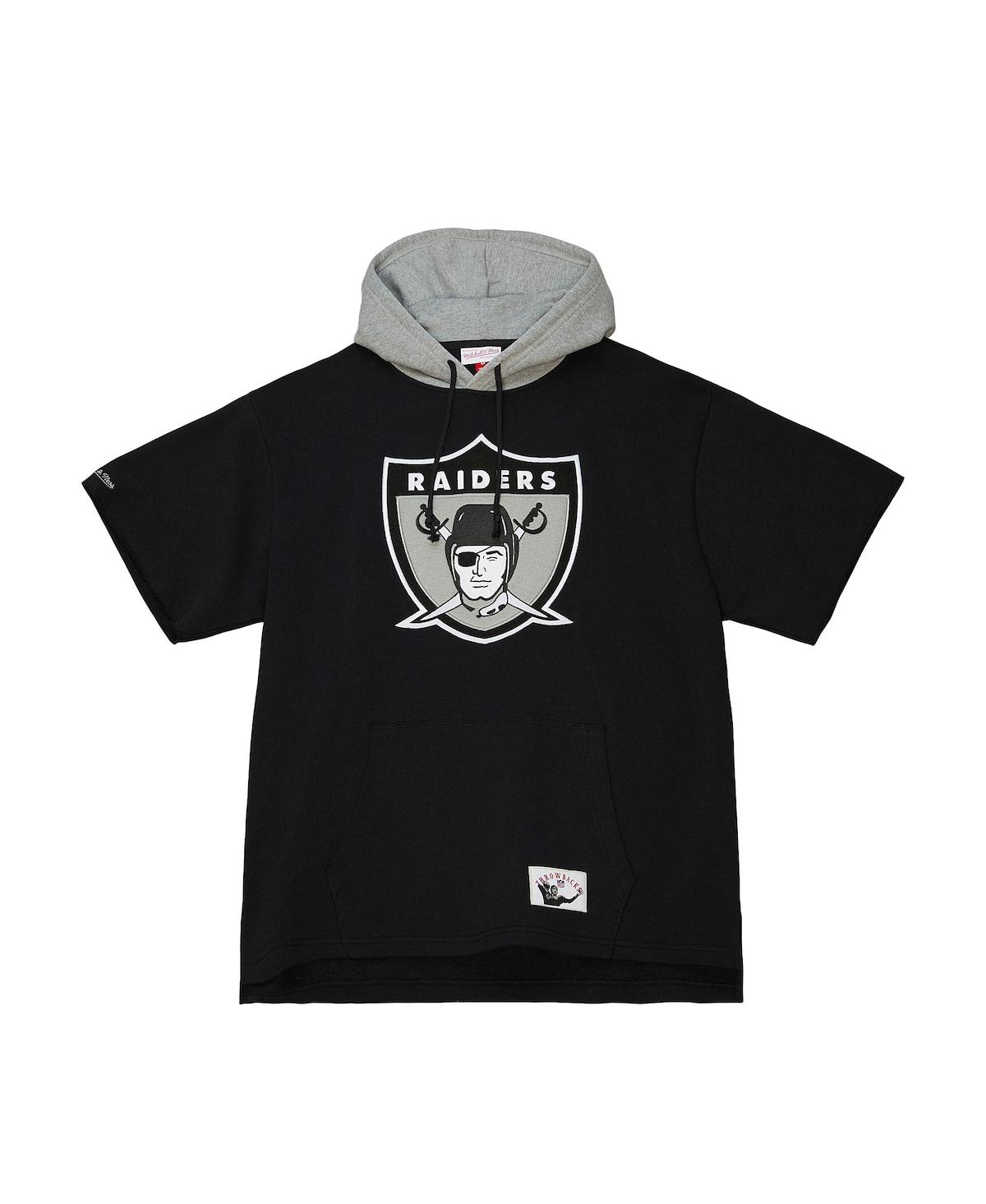 Shop Mitchell & Ness Men's  Black Las Vegas Raiders Postgame Short Sleeve Hoodie