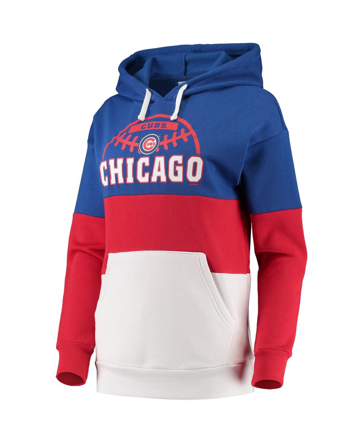 Shop G-iii Sports By Carl Banks Women's  Royal, Red Chicago Cubs Block And Tackle Colorblock Pullover Hood In Royal,red