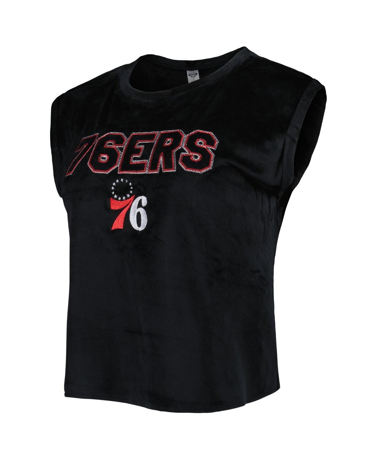 Concepts Sport Women's  Black Philadelphia 76ers Intermission T-shirt And Shorts Sleep Set In Black