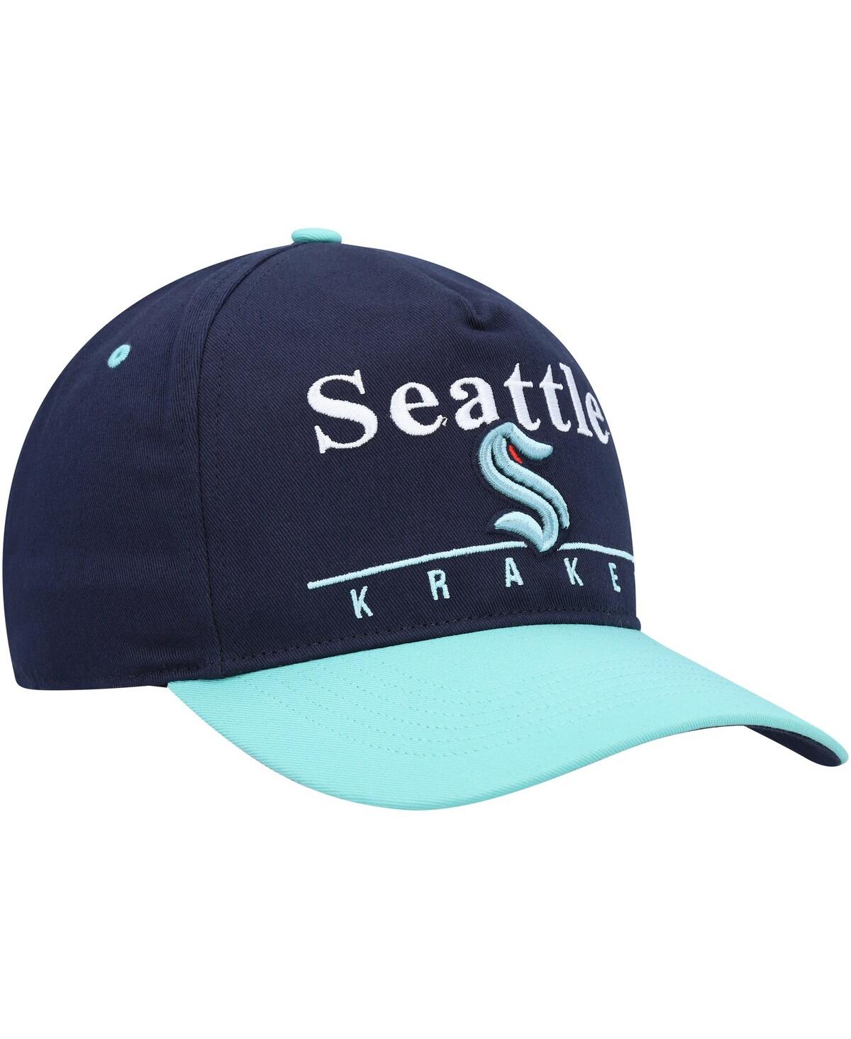 47 Brand Men's ' Deep Sea Blue, Light Blue Seattle Kraken Super Hitch Adjustable Snapback Hat In Deep Sea Blue,light Blue