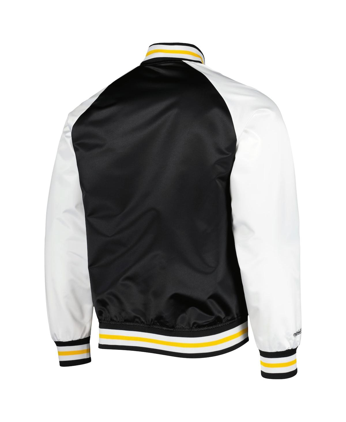 Mitchell & Ness Men's Bomber Jacket Nhl Primetime Lw Satin Jacket Pitpen Black In Black,white