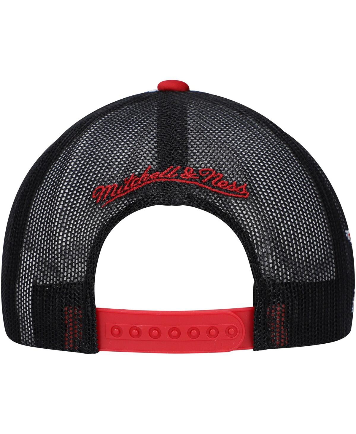 Men's Mitchell & NessPhiladelphia 76ers Hardwood Classics Party Time Trucker Snapback Hat - White