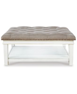 18.5" Wood Upholstered Ottoman Coffee Table