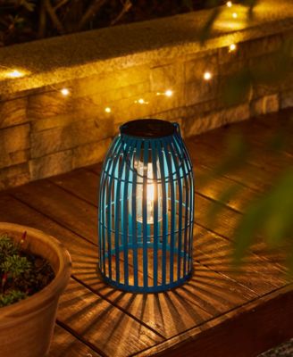 9.75" H Metal Woven Solar Powered Outdoor Hanging Lantern, Set of 2
