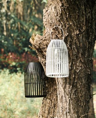 9.75" H Metal Woven Solar Powered Outdoor Hanging Lantern, Set of 2