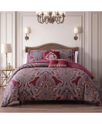 Rossana Red Bedding Reversible Comforter Set