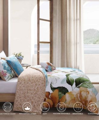 Maia Blue Bedding 200 Thread Count 100% Cotton Sateen 5 Piece Reversible King Comforter Set