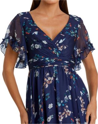 パーティードレス MAC DUGGAL Floral Flounce Maxi Dress Mac Duggal Flounce Sleeve Floral Maxi Dress- NWT | eBay