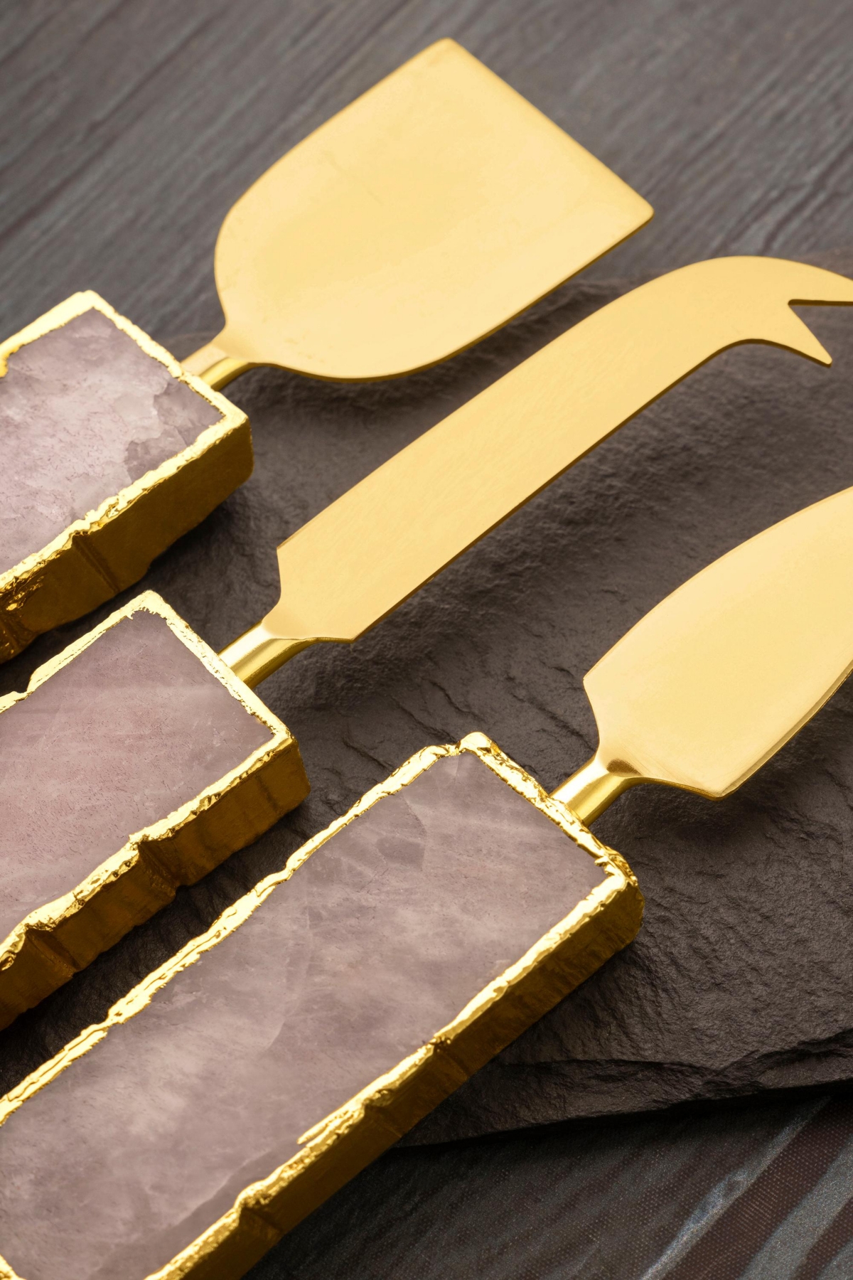 Gauri Kohli Brittany Rose Quartz Cheese Knives, Set of 3