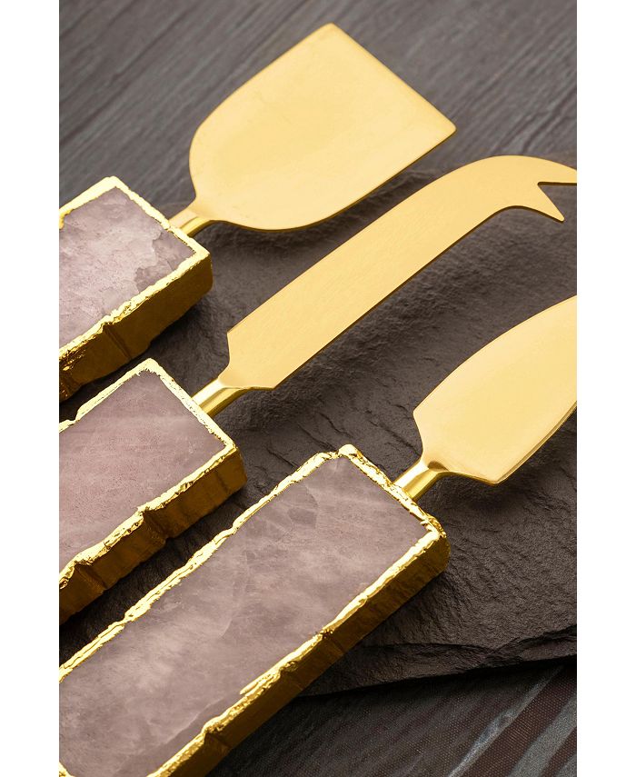 GAURI KOHLI Brittany Rose Quartz Cheese Knives, Set of 3 Macy's