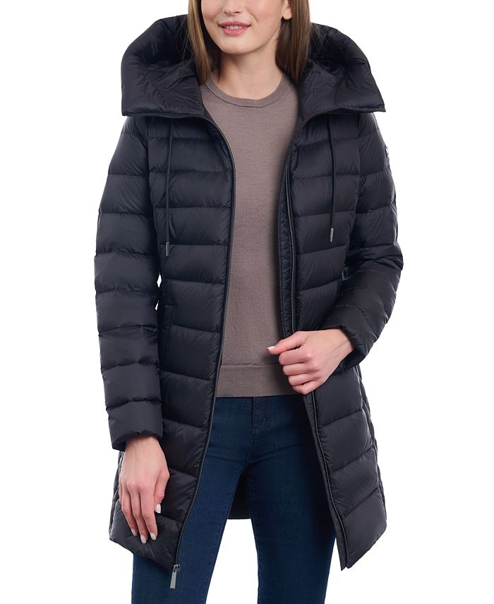 Michael Kors Women's Faux Fur Trim Quilted Nylon Packable Puffer Jacket - Brown - Casual Jackets