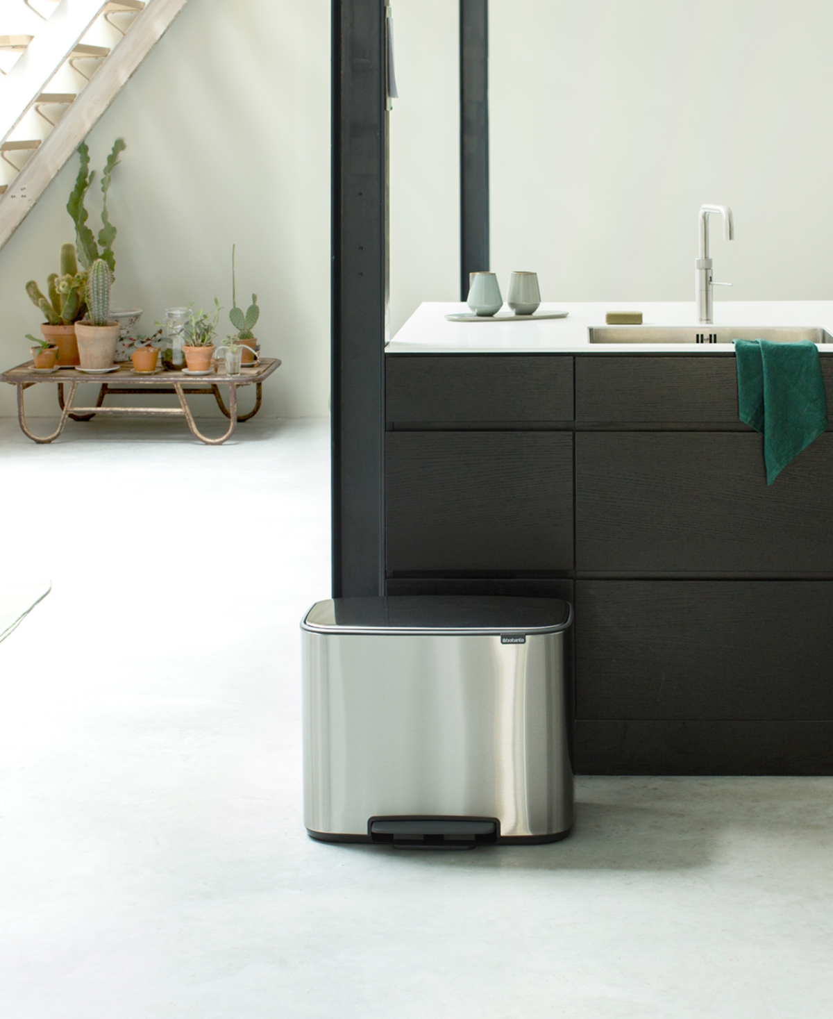 Brabantia Bo Step On Dual Compartment Recycling Trash Can, 3 Plus 6