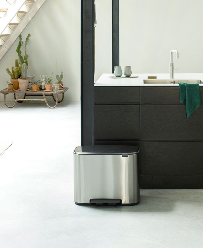 Brabantia Bo Step on Dual Compartment Recycling Trash Can, 3 plus 6