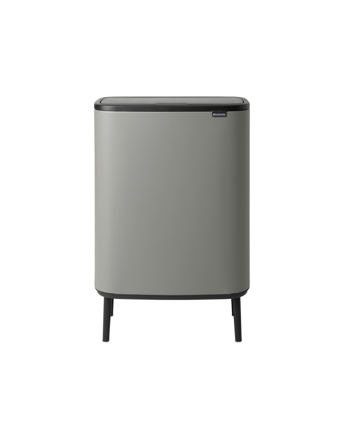 Brabantia Bo Touch Top Hi Dual Compartment Trash Can, 2 X 8 Gallon, 2 X 30 Liter In Mineral Concrete Gray