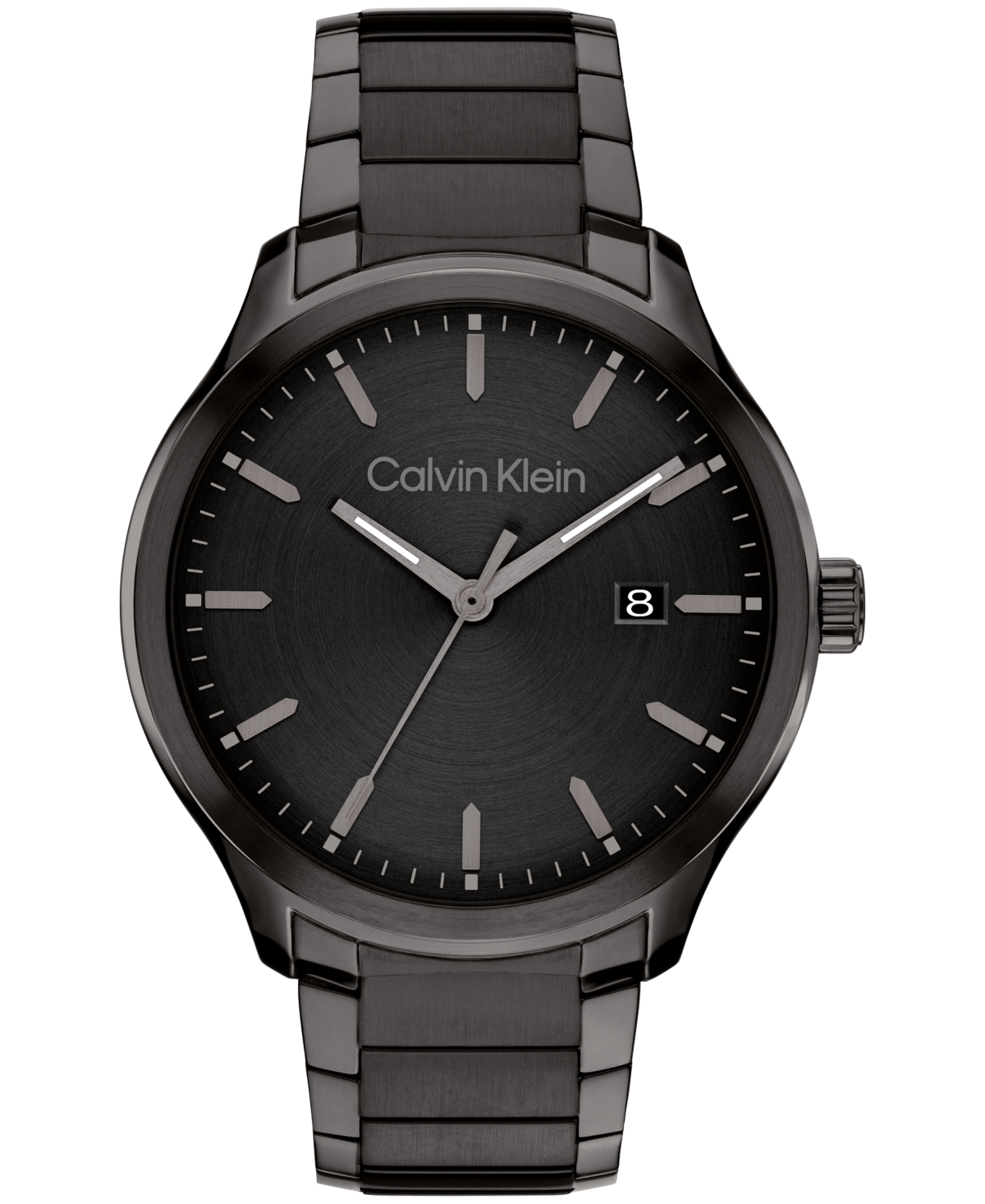 Men's 3H Quartz Black Stainless Steel Bracelet Watch 43mm - Black