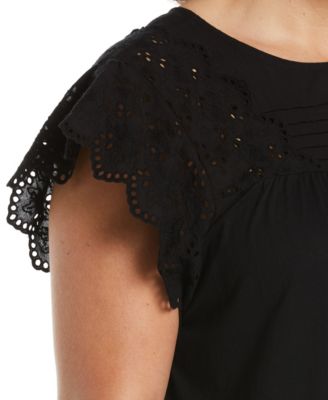 Plus Size Knit Eyelet Short Sleeve Tee Shirt Dress