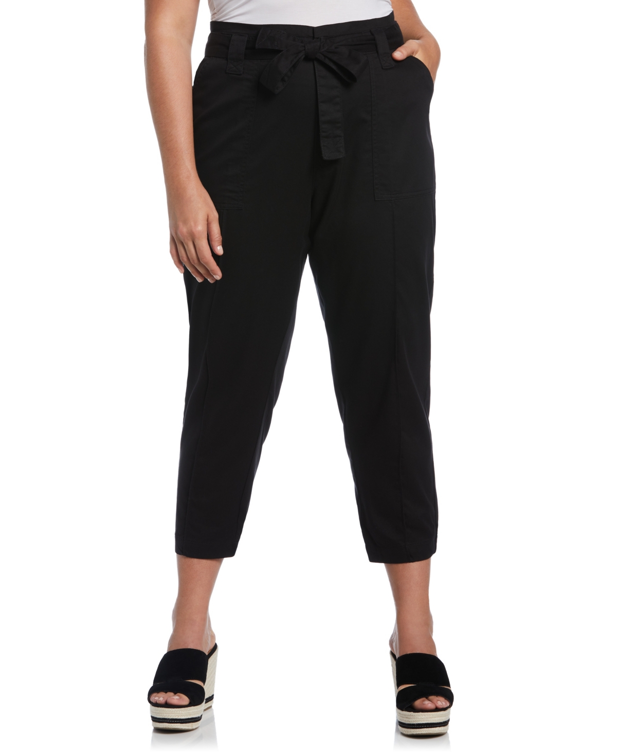 Ella Rafaella Plus Size Ponte Knit Boot Cut Pants With Rivet Detail In Black