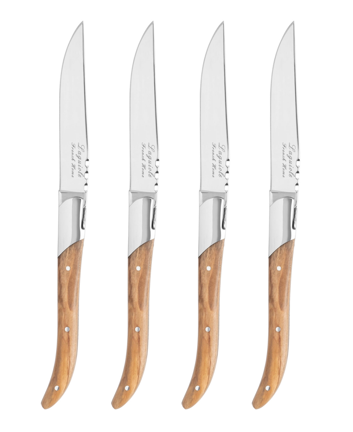 Shop French Home Stainless-steel Laguiole Set Of 4 Connoisseur Steak Knives With Olive Wood Handles