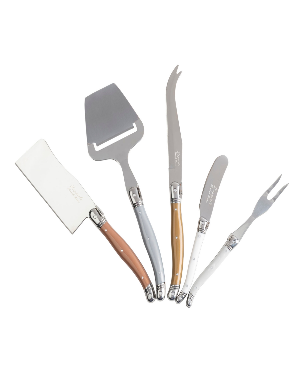 French Home Laguiole 5 Piece Cheese Knife, Fork and Slicer Set - Silver, Bronze