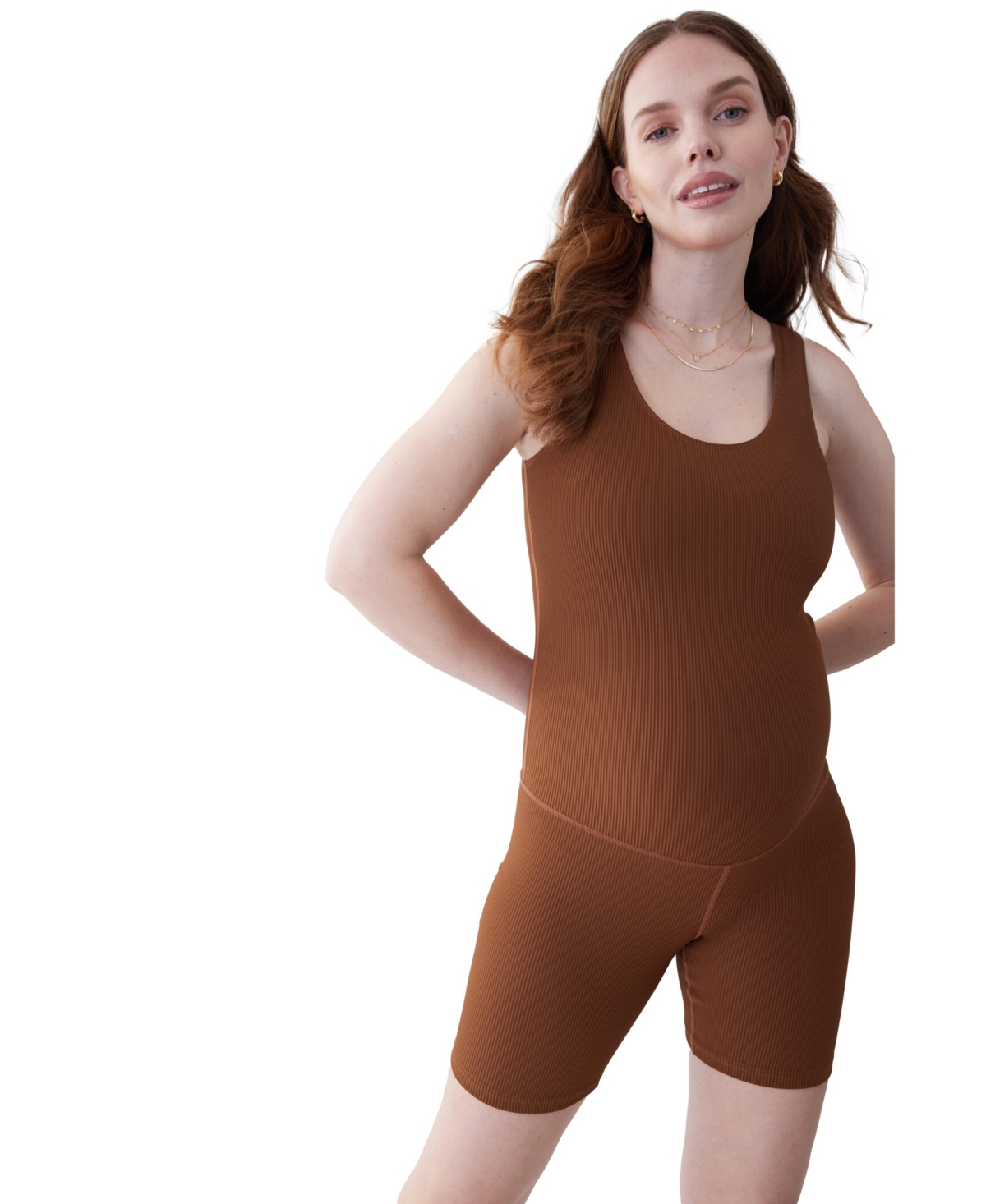 Ingrid & Isabel Women's Maternity Short Bodysuit In Chestnut
