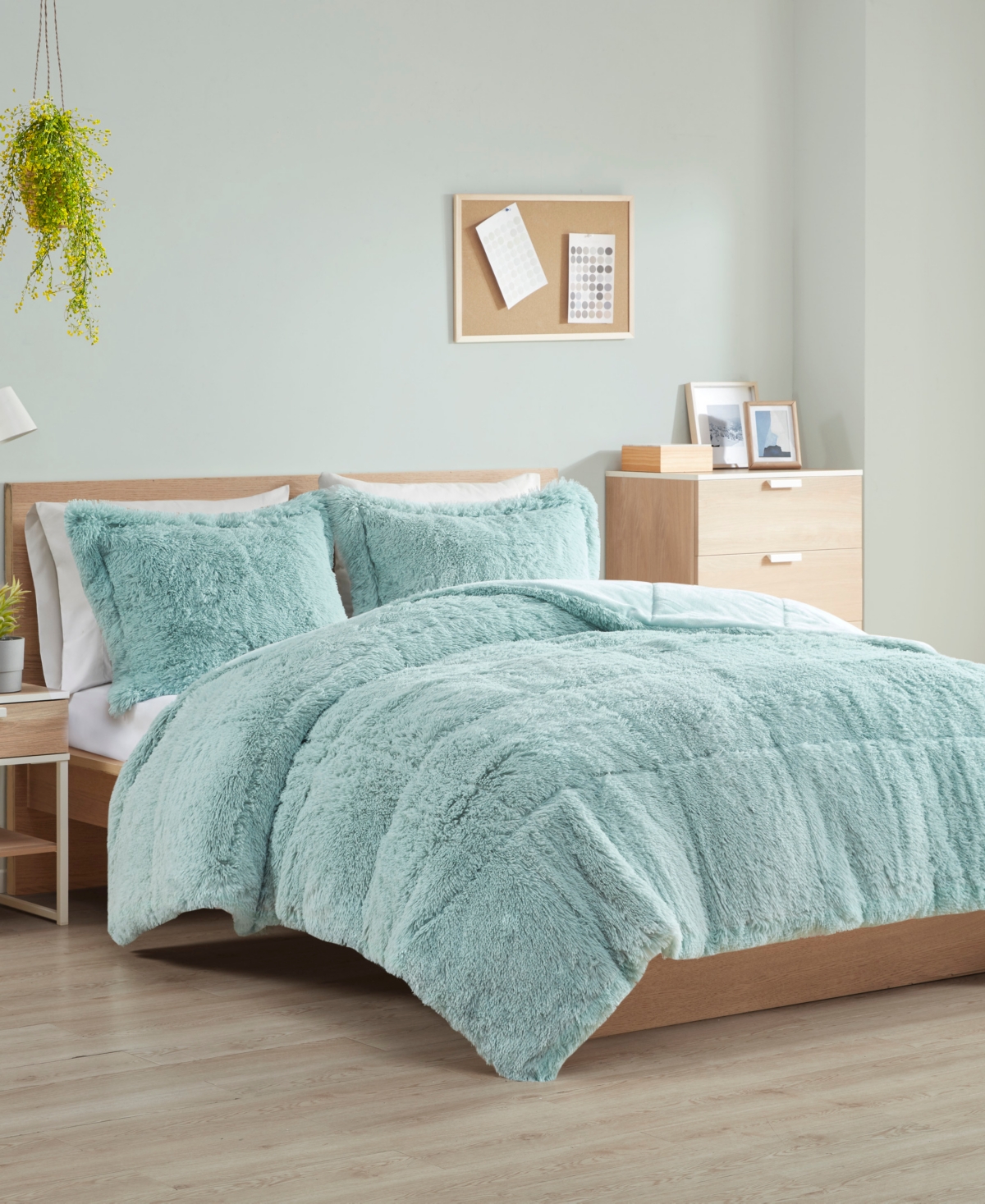 Intelligent Design Malea Shaggy Faux-fur 2-pc. Comforter Set, Twin/twin Xl In Aqua