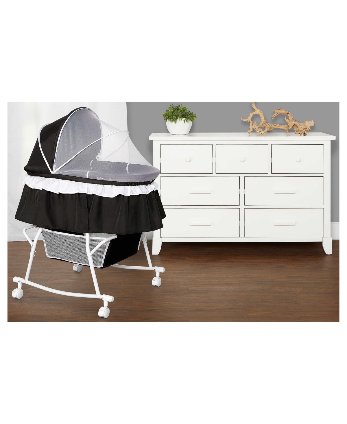 Dream On Me Baby Lacy Portable 2-in-1 Bassinet, Light Grey