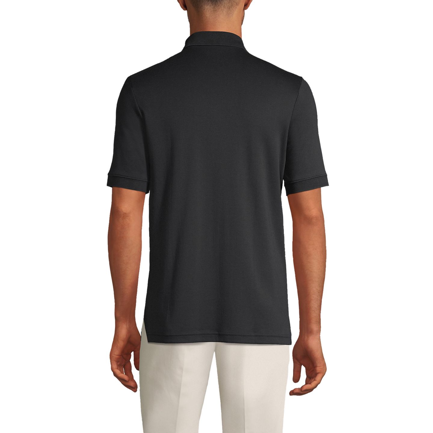 Мужское поло Lands' End Short Sleeve Cotton Supima Polo Shirt, цвет: Чёрный — фото 2
