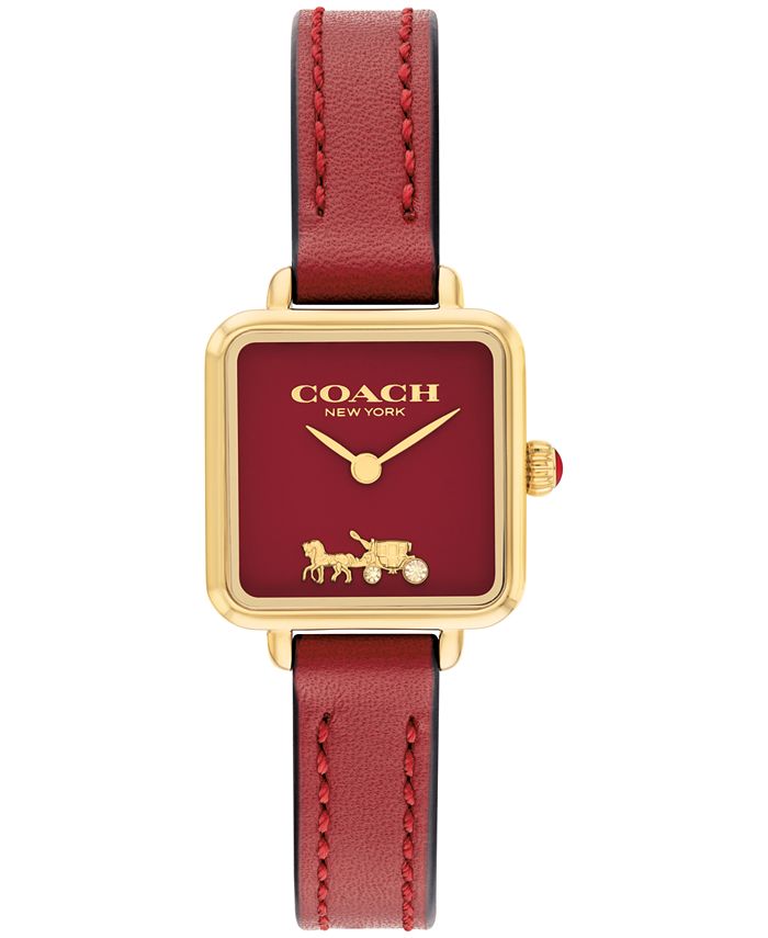 COACH Women s Cass Signature Horse and Carriage Red Leather Strap