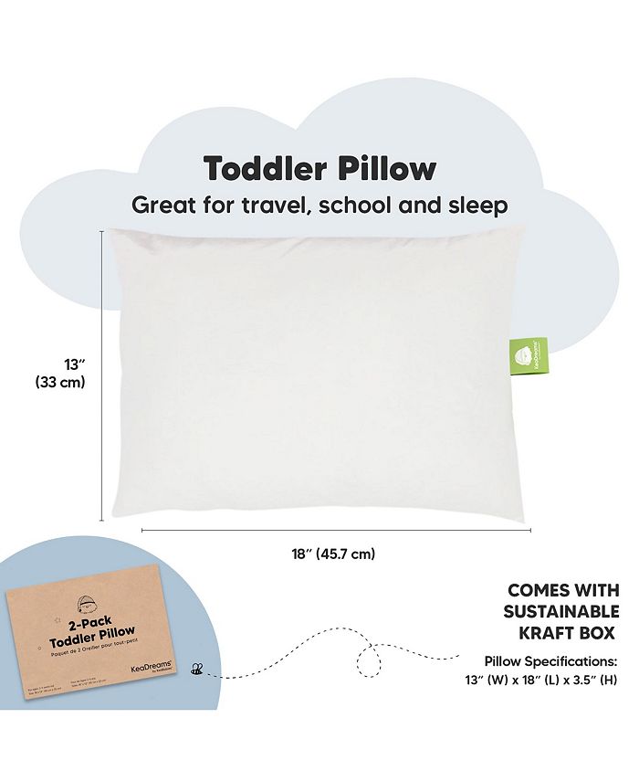 KeaBabies 2pk Toddler Pillow, Soft Organic Cotton Toddler Pillows for