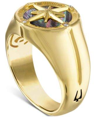 Men's Marine Star Diamond Accent Ring in 14k Gold-Plated Sterling Silver