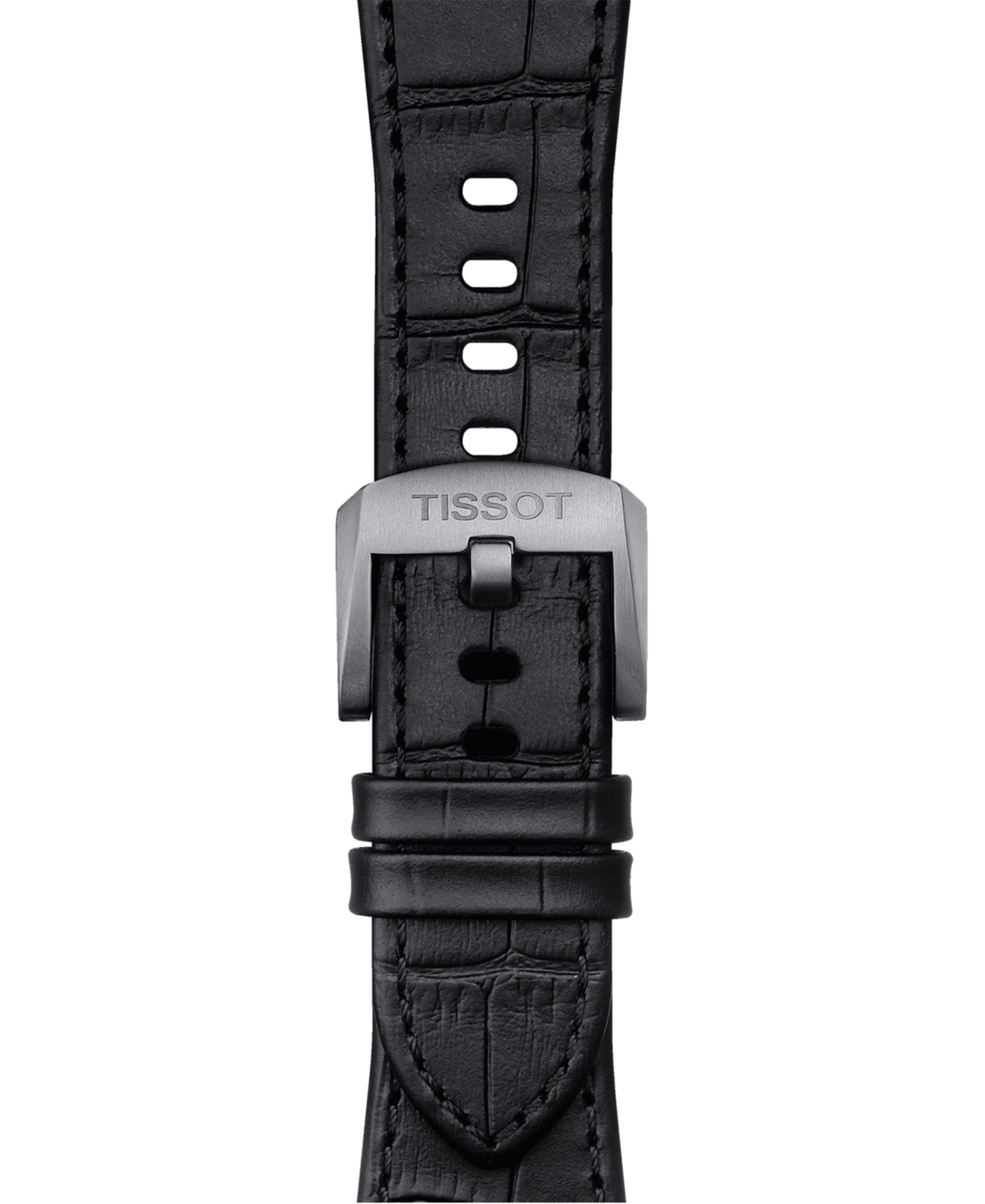 Tissot Official Prx Interchangeable Black Leather Watch Strap In Black