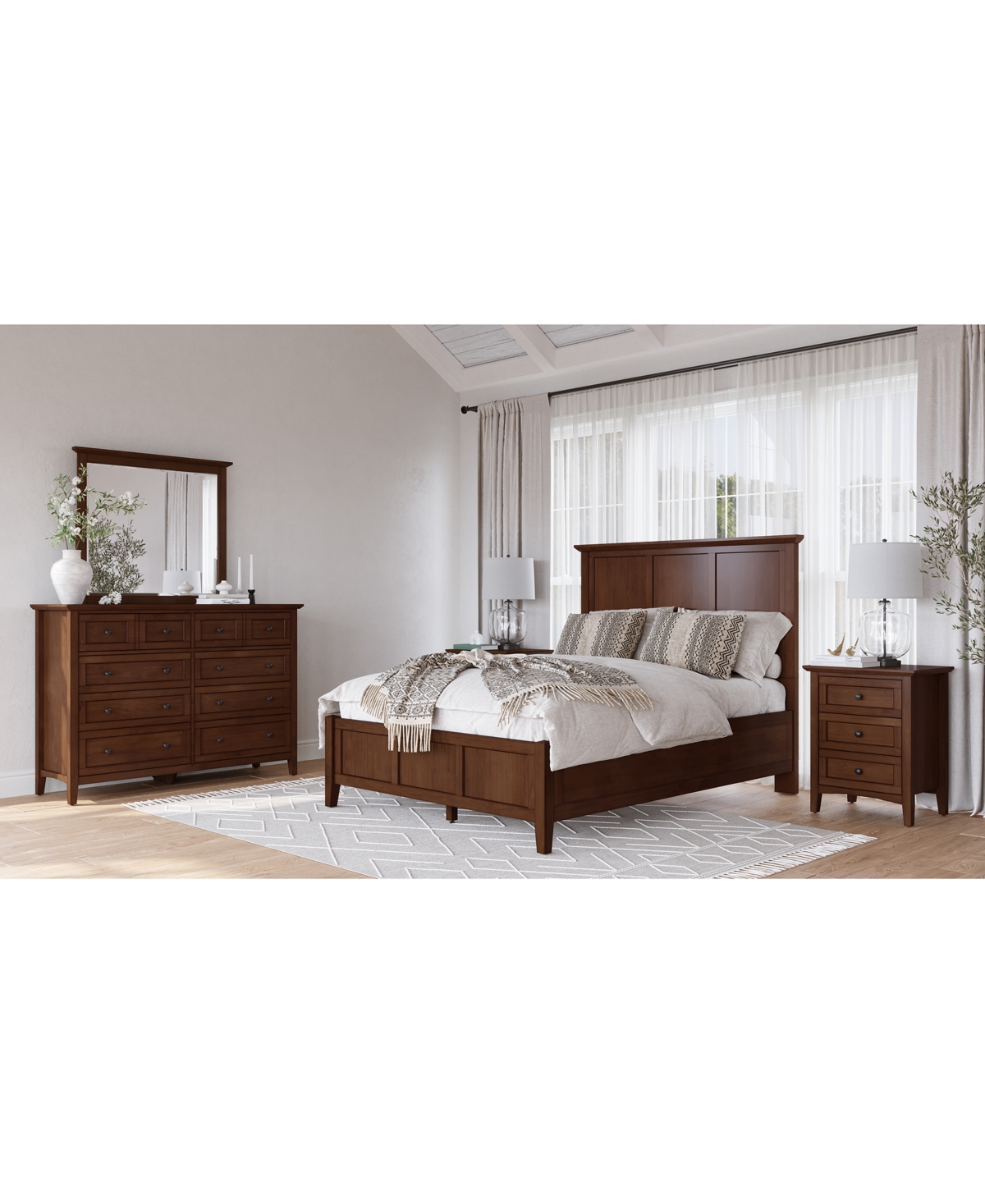 Shop Macy's Hedworth Full Bed 3pc Set (full Bed + Dresser + Nightstand) In White