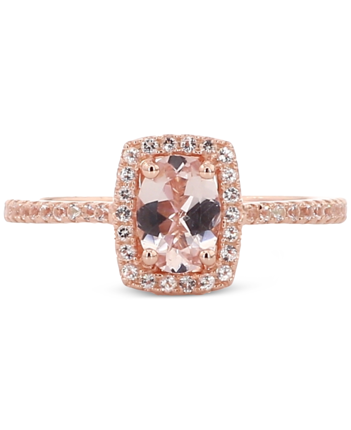 Macy's Aquamarine (1-1/4 Ct. T.w.) & White Topaz (1/5 Ct. T.w.) Halo Ring In Gold-plated Sterling Silver (a In Morganite