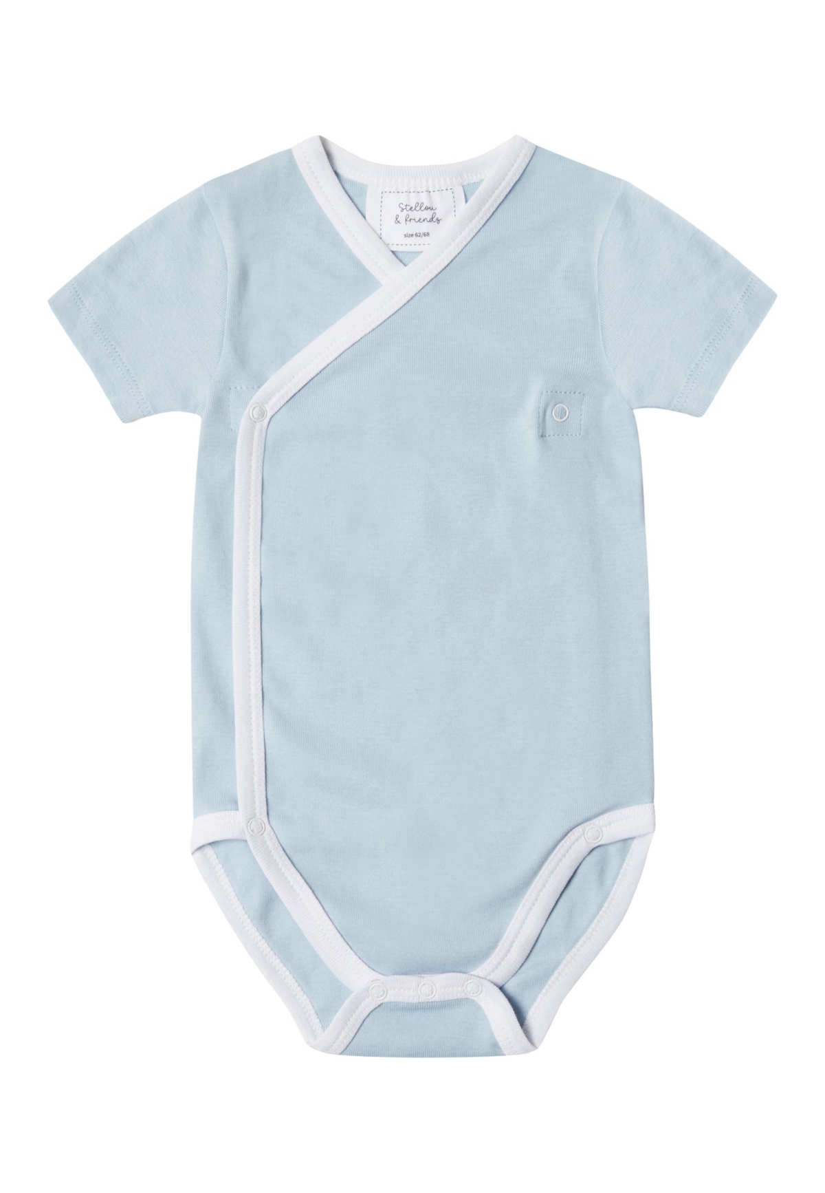 Stellou & Friends Unisex Crossbody Side Snap Onesies, Baby - Blue stripes  dots