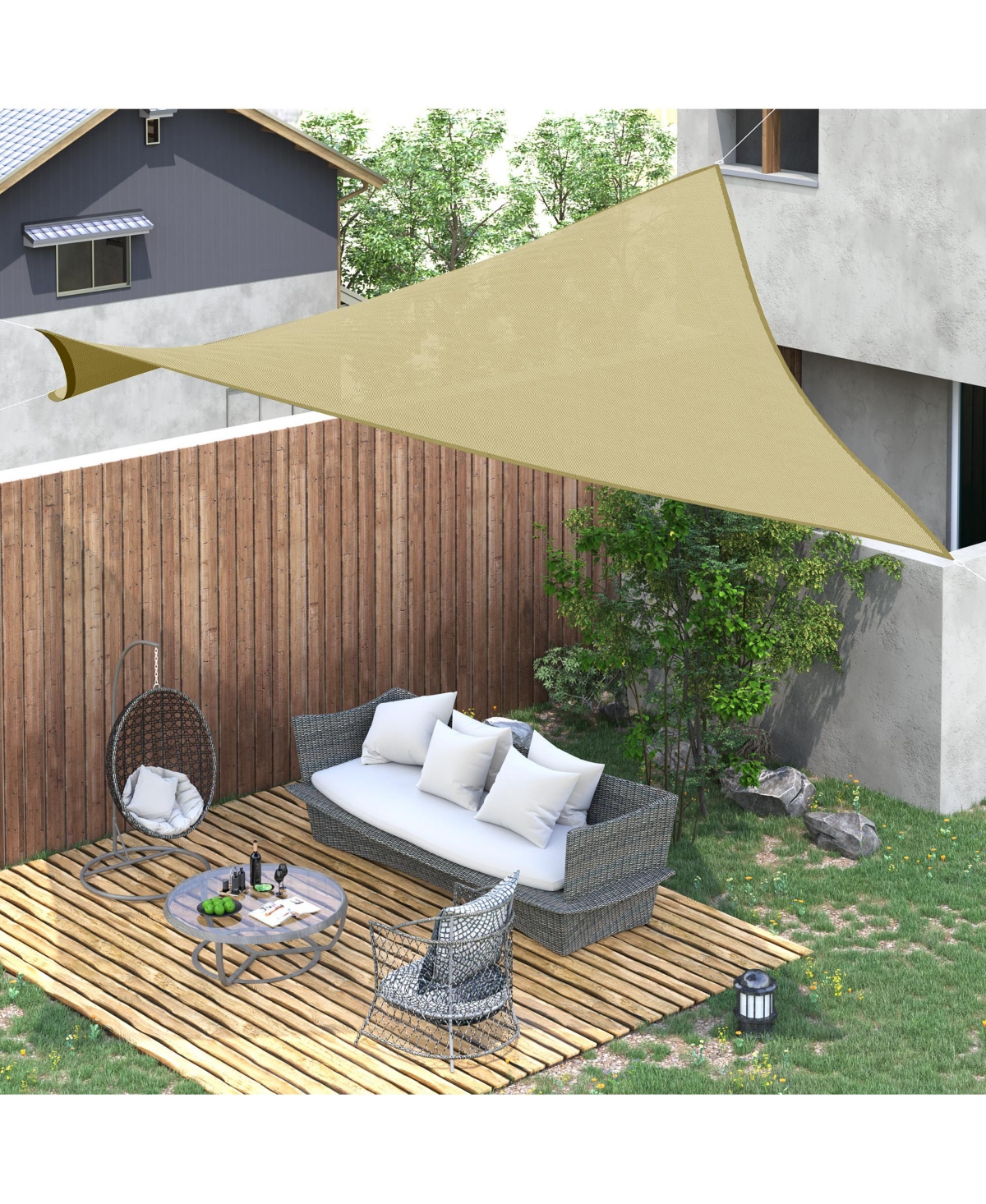 20' x 16' Rectangle Sun Sail Shade Canopy Shade Sail Cloth for Outdoor Patio Deck Yard, Sand - Sand
