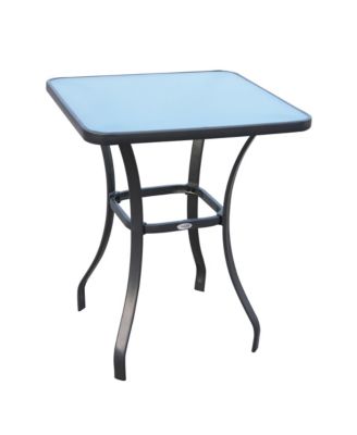 27" Square Bistro Table Garden Dining Table Outdoor Tempered Glass Table